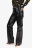 Rotate Black Faux Leather Snakes Embossed High Waisted Pants Size 0