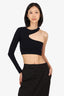 Helmut Lang Black One-Shoulder Long Sleeve Cropped Top Size XS/S