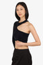 Helmut Lang Black One-Shoulder Long Sleeve Cropped Top Size XS/S