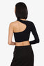 Helmut Lang Black One-Shoulder Long Sleeve Cropped Top Size XS/S