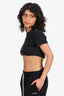 Off-White Ribbed Short Sleeve Cropped Top Size 38 (As Is)