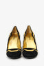 Prada Black/Gold Suede Heels Size 40