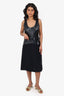 3.1 Phillip Lim Black Leather/Silk Sleeveless Dress Size 4