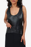 3.1 Phillip Lim Black Leather/Silk Sleeveless Dress Size 4