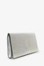 Saint Laurent Silver Metallic Leather 'Belle de Jour' Clutch
