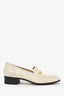 Gucci Off White Leather Interlocking G Horsebit Slip On Loafers Size 35