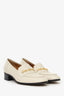 Gucci Off White Leather Interlocking G Horsebit Slip On Loafers Size 35