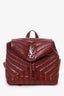 Saint Laurent Burgundy Y Quilted Calfskin Leather Small Loulou Backpack