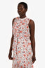 Misa White/Red Floral Ruffle Drawstring Maxi Dress Size M
