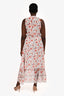 Misa White/Red Floral Ruffle Drawstring Maxi Dress Size M