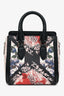 Alexander McQueen Black/Multicolour Floral Leather 'Mini Heroine' Top Handle with Strap