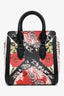 Alexander McQueen Black/Multicolour Floral Leather 'Mini Heroine' Top Handle with Strap