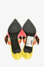 Hermès Pink/Yellow/Brown Satin Pointed Kitten Heels Size 37