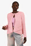 Pre-Loved Chanel™ 2025 Pink/White Tweed Neck Tie Pleated Detail Blazer Size 40