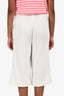 Pre Loved Chanel™ White Waffle Print Long Pleated Shorts Size 36