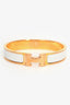 Hermès Gold Tone/White Metal/Enamel Clic Clac H Bracelet