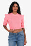 Pre-Loved Chanel™ Pink Cotton Knit Short Sleeve Crop Top Size 36