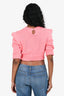 Pre-Loved Chanel™ Pink Cotton Knit Short Sleeve Crop Top Size 36