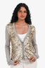 Line Beige Cashmere/Silk Gold Sequin Cardigan Size 0