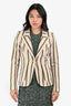 Smythe Green/Beige Cotton Striped Single Breasted Blazer Size 4