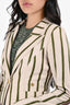 Smythe Green/Beige Cotton Striped Single Breasted Blazer Size 4
