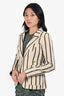 Smythe Green/Beige Cotton Striped Single Breasted Blazer Size 4