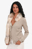Blumarine Gold Cashmere Fur Trim Cardigan Size S