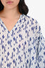 Velvet White/Navy Patterned Linen Top Size S