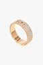 Hermès 18K Rose Gold Diamond Small H d'Ancre Ring Size 56