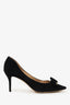 Salvatore Ferragamo Black Suede Bow Pumps Size 9