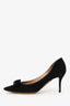 Salvatore Ferragamo Black Suede Bow Pumps Size 9