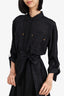Veronica Beard Black Silk Camille Shirtdress Size 10