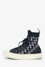 Christian Dior Navy Oblique High Top Sneakers Size 37