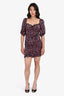 For Love & Lemons Black/Pink Floral Bustier Puff Sleeve Mini Dress Size M