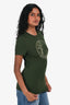 Versace Collection Dark Green Embellished Fitted T-Shirt Size 40