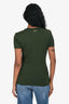 Versace Collection Dark Green Embellished Fitted T-Shirt Size 40