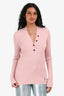Louis Vuitton Pink Ribbed Wool/Silk Quart Buttoned Sweater Size L