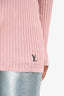 Louis Vuitton Pink Ribbed Wool/Silk Quart Buttoned Sweater Size L