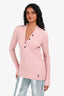 Louis Vuitton Pink Ribbed Wool/Silk Quart Buttoned Sweater Size L