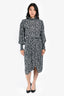 Isabel Marant Etoile Black/White Patterned Long Sleeves Midi Dress Size 38