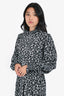 Isabel Marant Etoile Black/White Patterned Long Sleeves Midi Dress Size 38