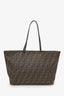 Fendi Brown Flower Spalmati Monogram FF Zucca Roll Tote Bag