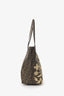 Fendi Brown Flower Spalmati Monogram FF Zucca Roll Tote Bag