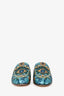 Gucci Blue/Yellow Metallic Patterned Princetown Slides Size 36