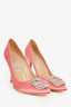 Manolo Blahnik Pink Satin Crystal Embellished Hangisi Heels Size 39