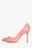 Manolo Blahnik Pink Satin Crystal Embellished Hangisi Heels Size 39
