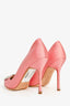 Manolo Blahnik Pink Satin Crystal Embellished Hangisi Heels Size 39