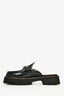 Gucci Black Leather Platform Horsebit Loafer Mules Size 38.5