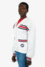 Gucci White Patterned Jersey Navy/Red Striped Varsity Jacket Size L