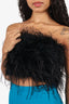 LAMARQUE Black Feather Bandeau Top Size S